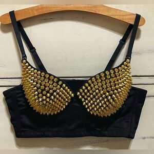 Black and Gold Studded Bralette